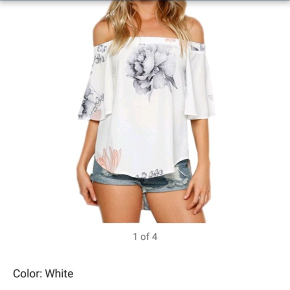 Tops - Small off the shoulder floral blouse